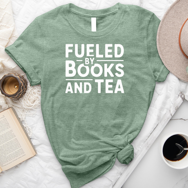 fueled by books and tea unisex tee