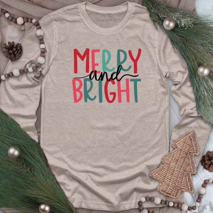 colorful merry and bright long sleeve unisex tee