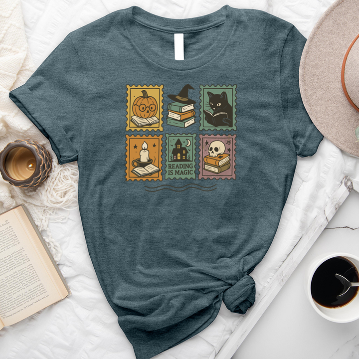 halloween reading stamps unisex tee