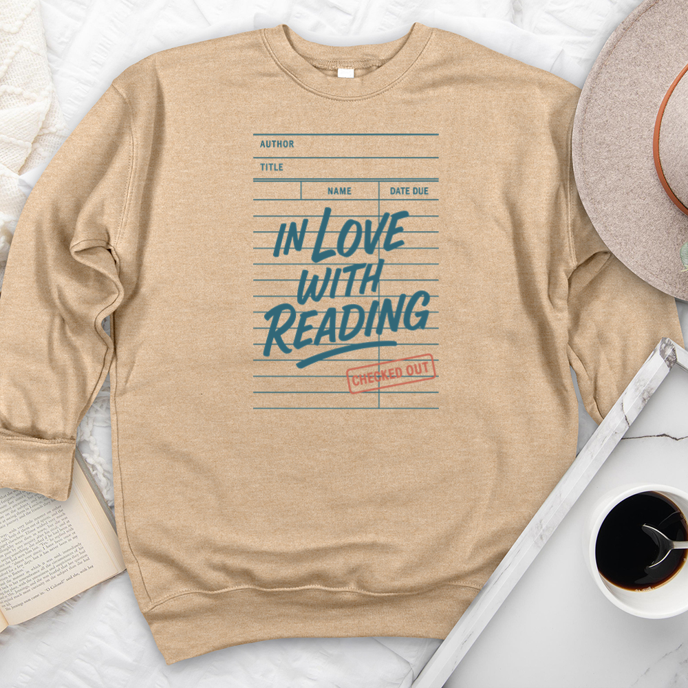 in love with reading card premium crewneck sweatshirt