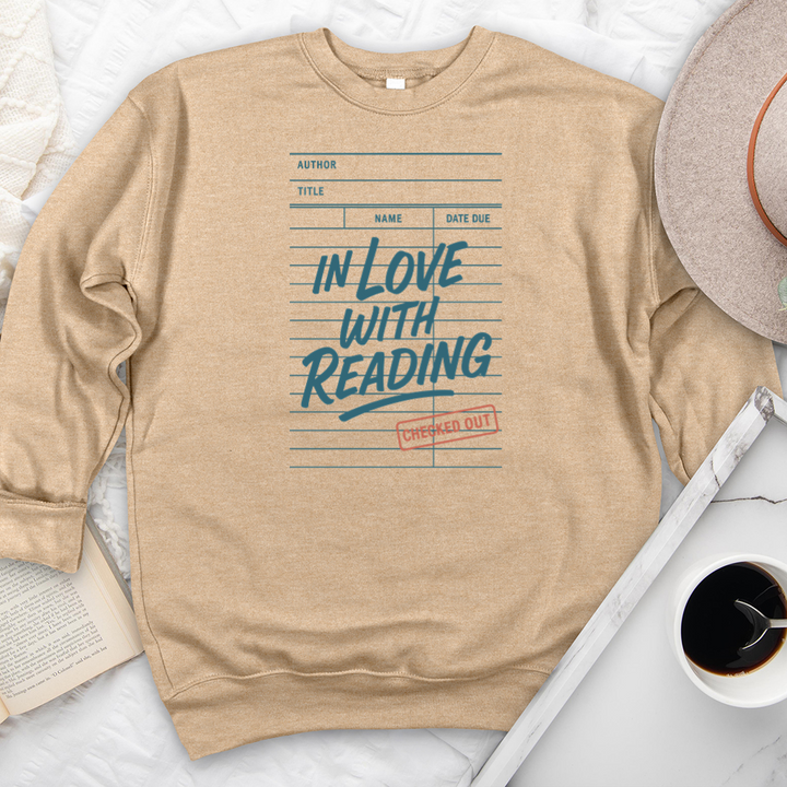 in love with reading card premium crewneck sweatshirt
