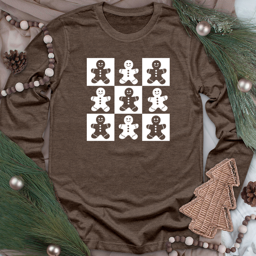 gingerbread grid long sleeve unisex tee