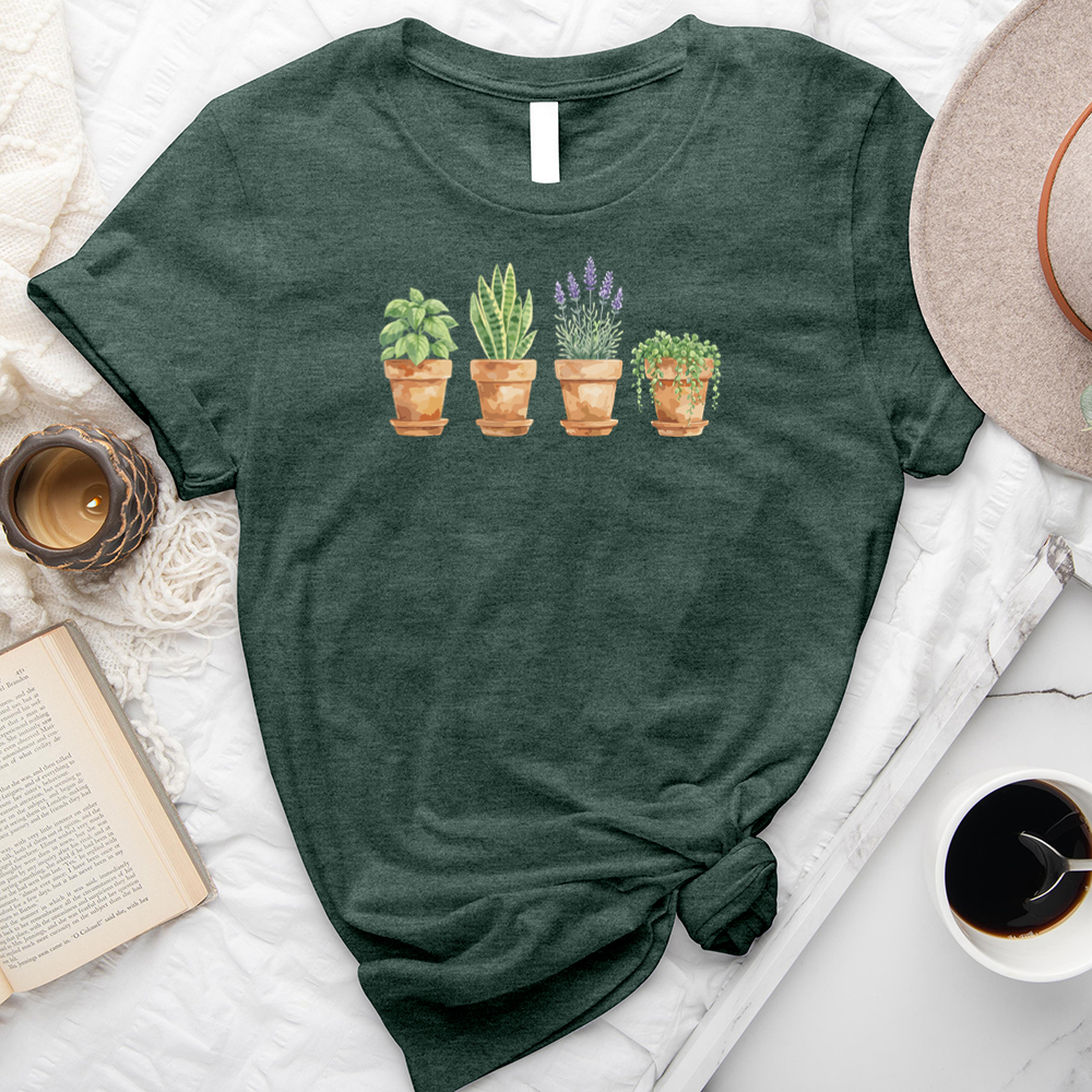 watercolor potted plant pals unisex tee
