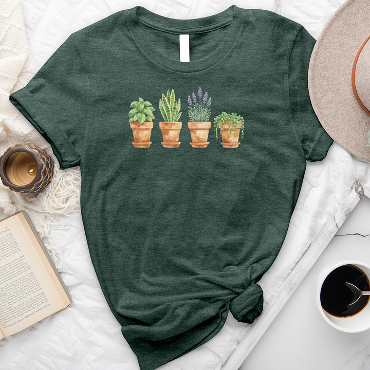 watercolor potted plant pals unisex tee
