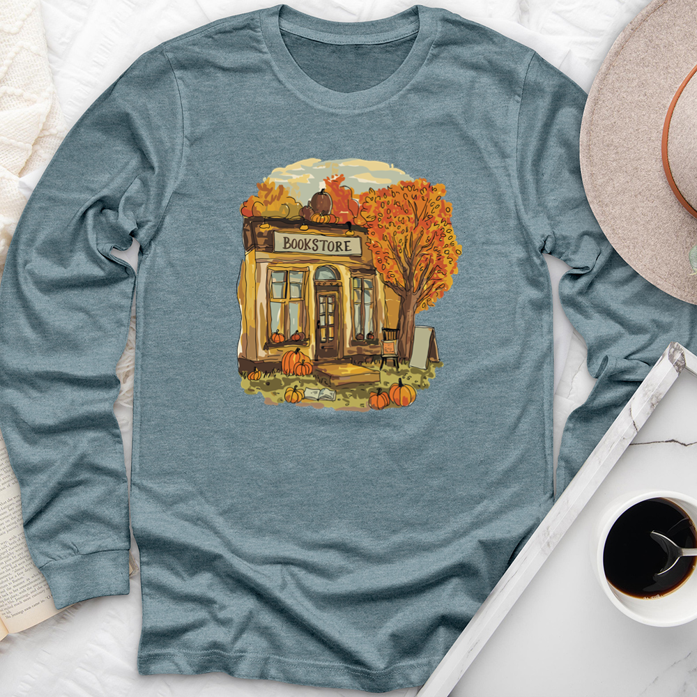 autumn bookstore long sleeve unisex tee