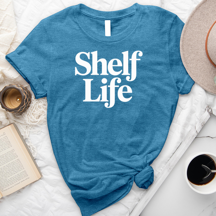 shelf life text unisex tee