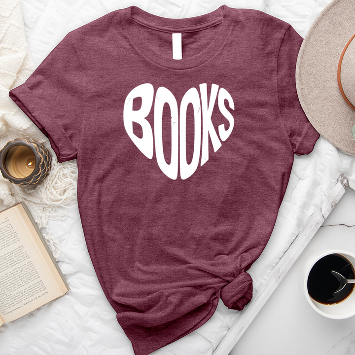 books heart shape unisex tee