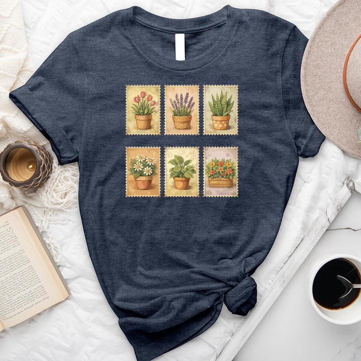 watercolor plant stamps unisex tee
