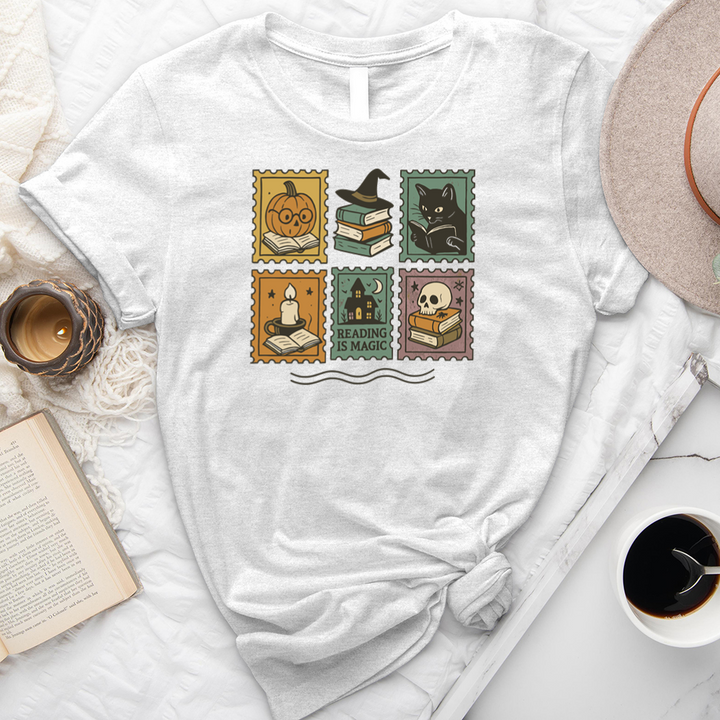 halloween reading stamps unisex tee