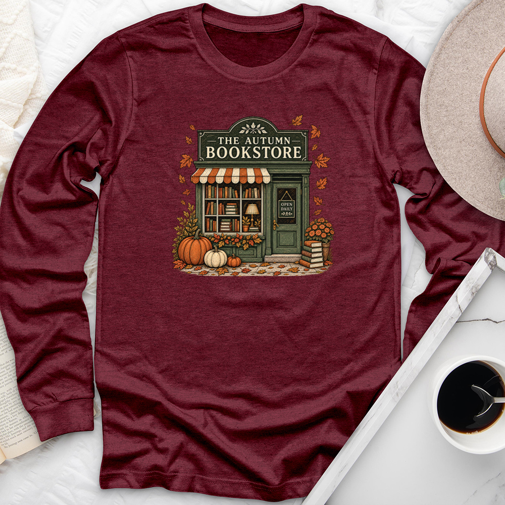 the autumn bookstore long sleeve unisex tee