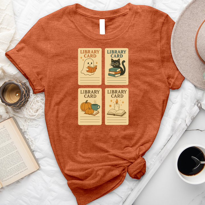 autumn library cards unisex tee