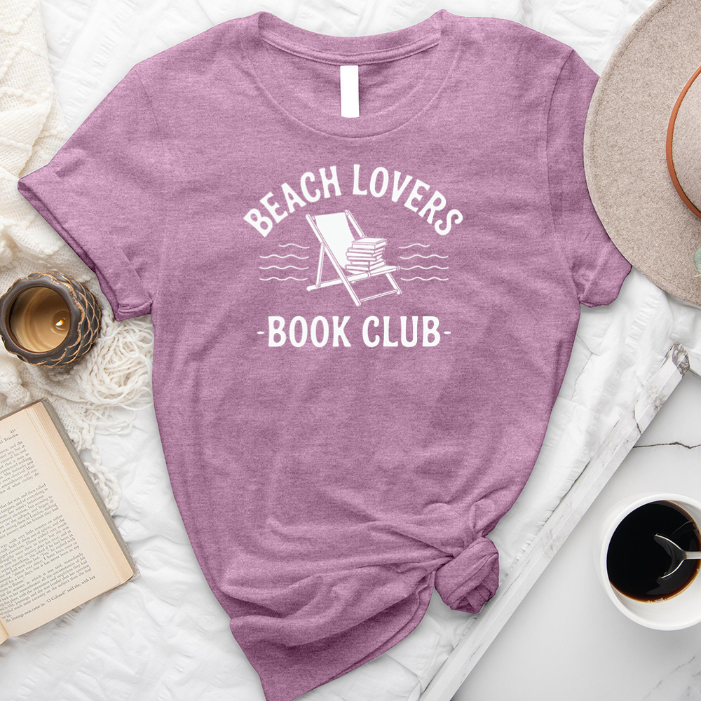 beach lovers book club white unisex tee