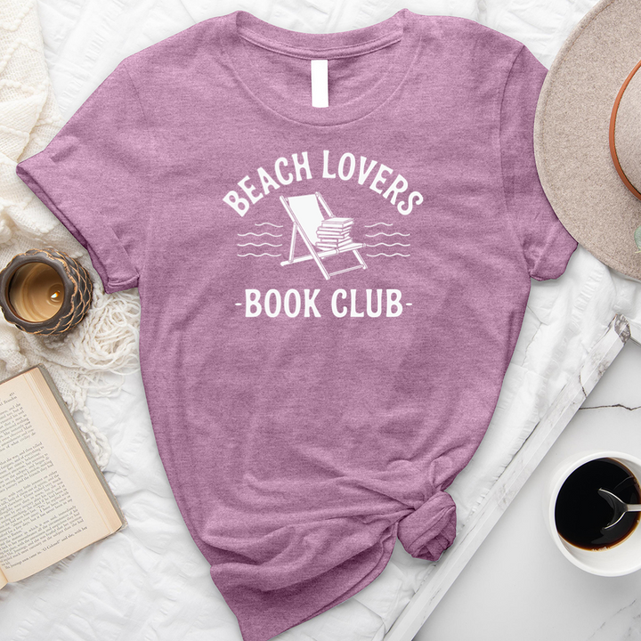 beach lovers book club white unisex tee