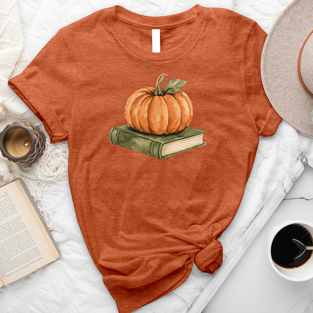 watercolor pumpkin book unisex tee