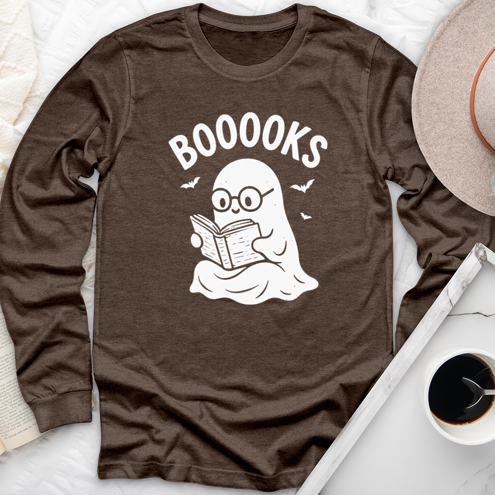 cute ghost reading booooks long sleeve unisex tee