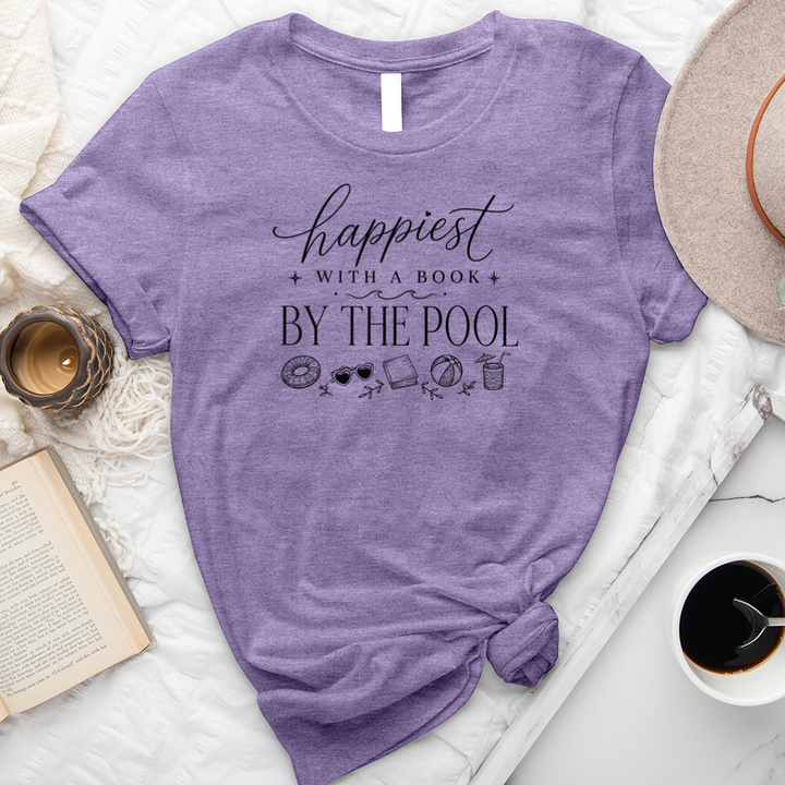 happiest with a book by the pool unisex tee