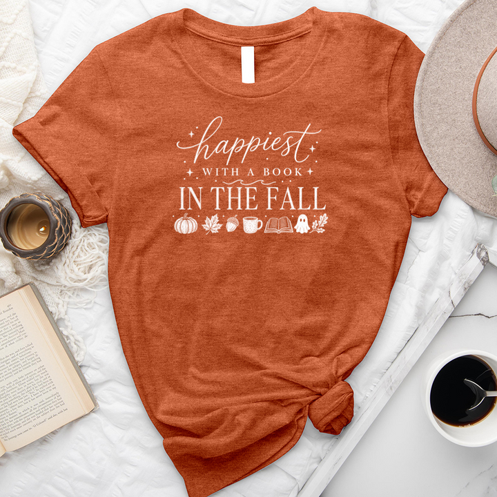 happiest with a book fall unisex tee