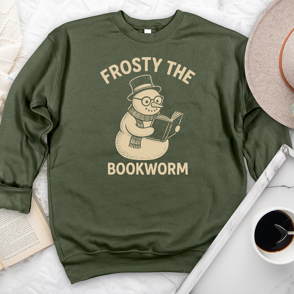 frosty the bookworm premium crewneck sweatshirt