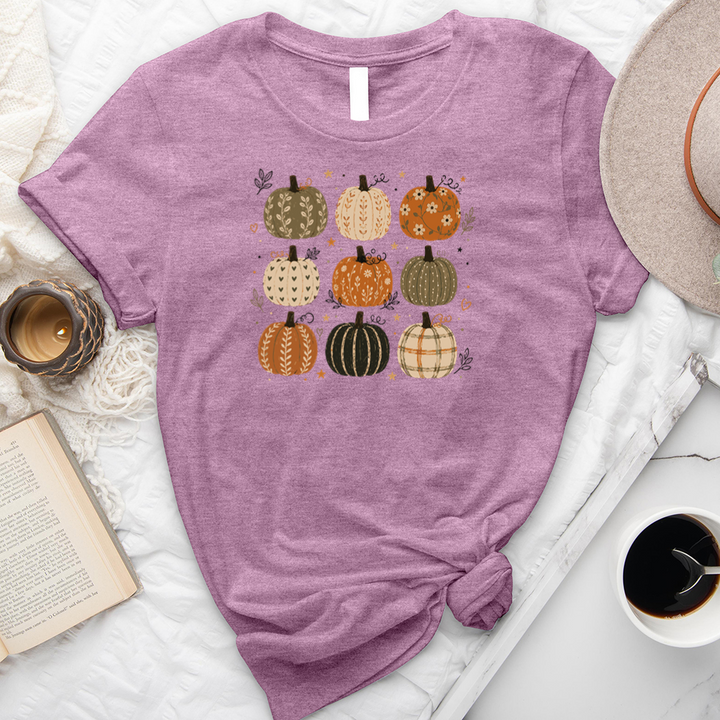 nine pattern pumpkins unisex tee