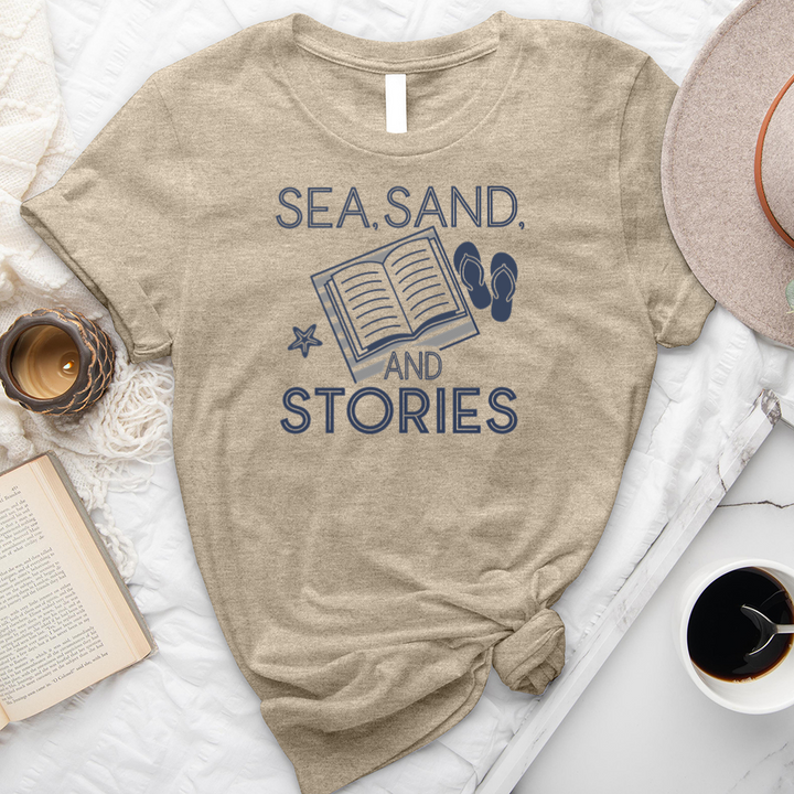 sea, sand and stories unisex tee