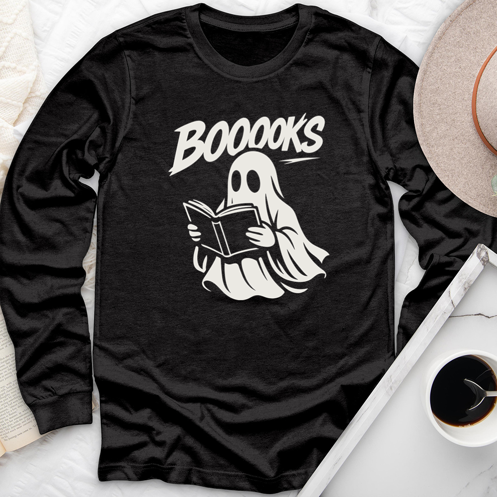 booook loving ghost long sleeve unisex tee