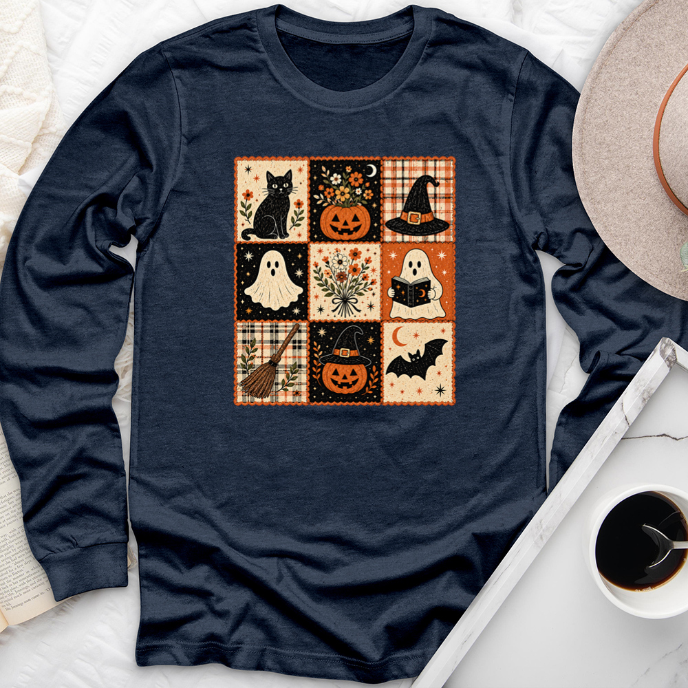 cozy fall grid long sleeve unisex tee