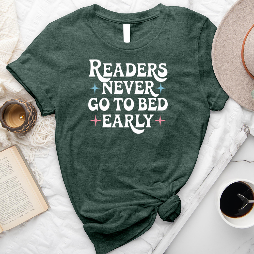 readers never go to bed early unisex tee