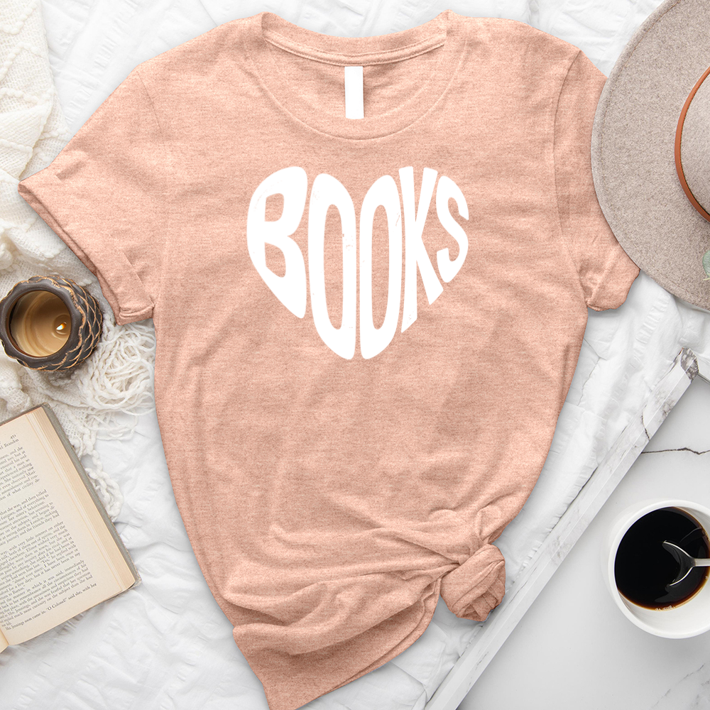 books heart shape unisex tee