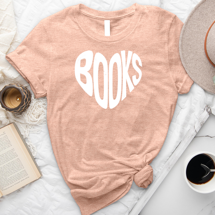 books heart shape unisex tee