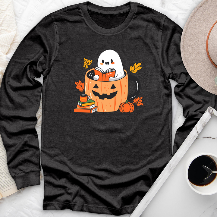 ghost reading mug long sleeve unisex tee