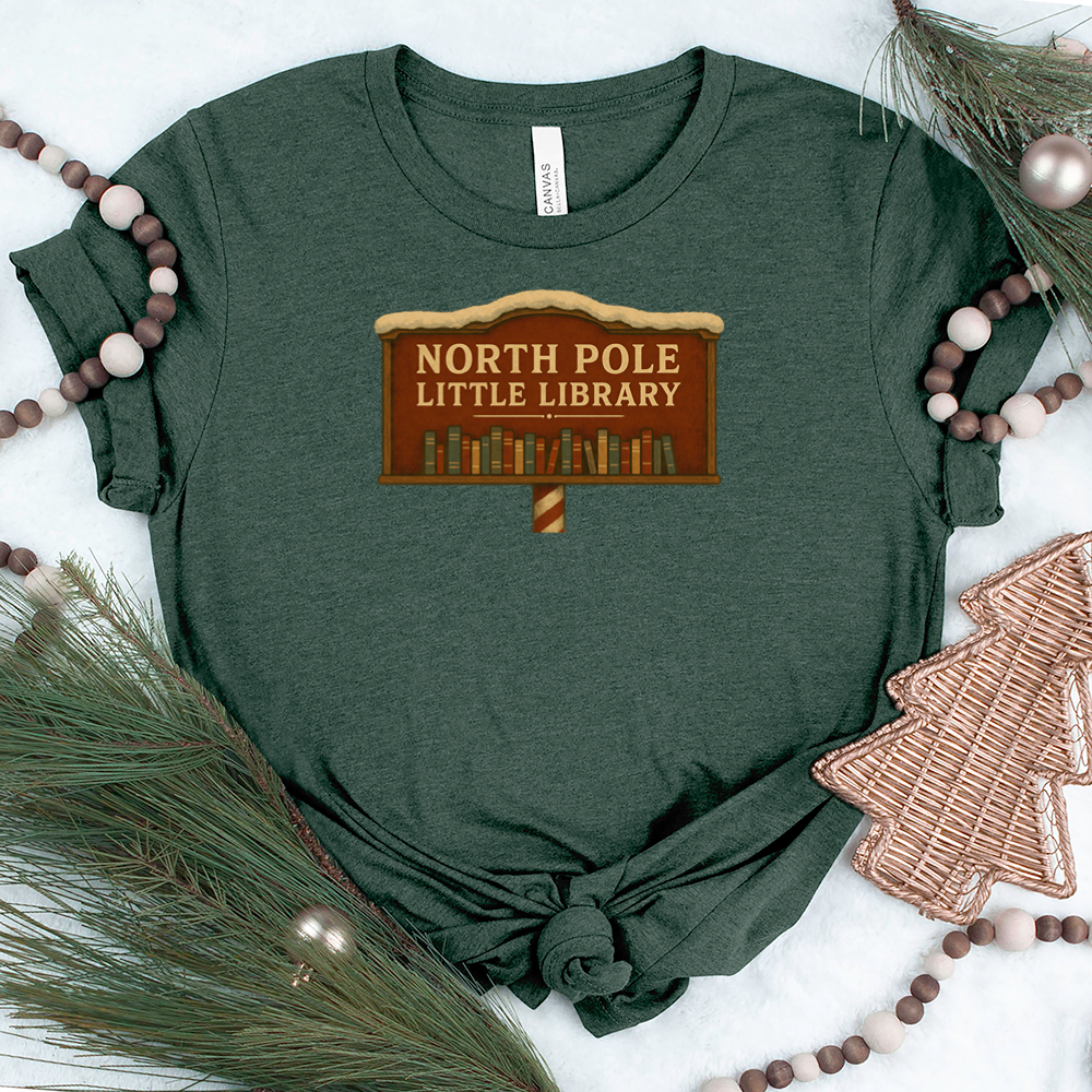 north pole little library sign unisex tee