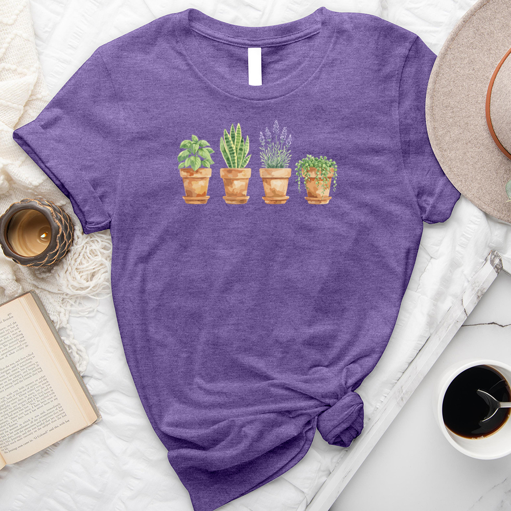 watercolor potted plant pals unisex tee