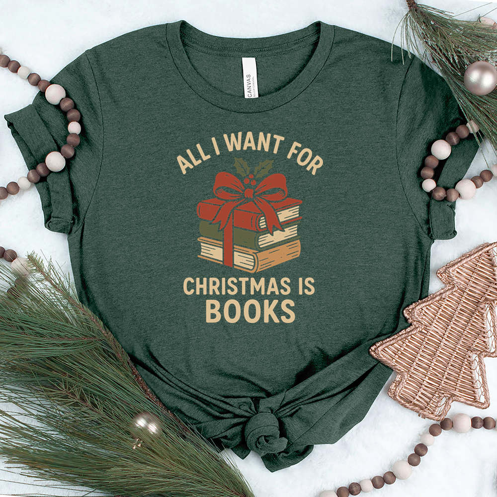 all I want for christmas is books unisex tee