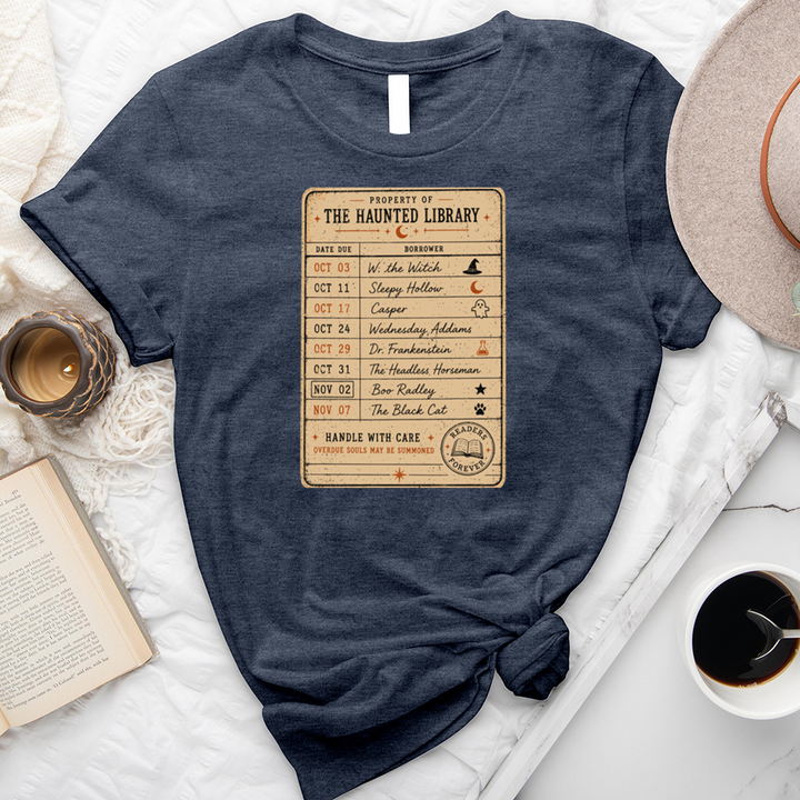 haunted library card unisex tee