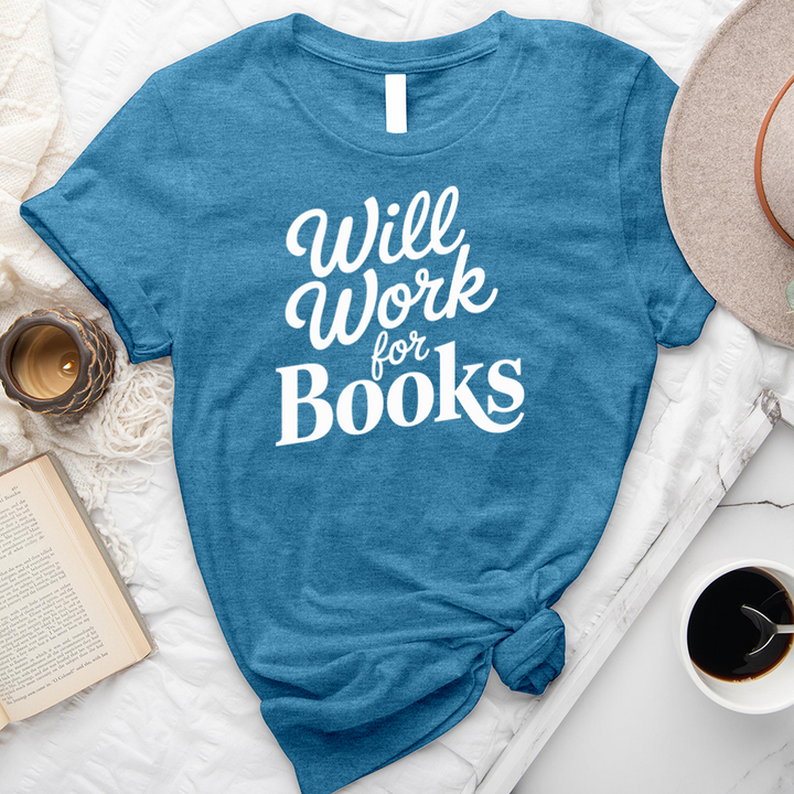will work for books unisex tee