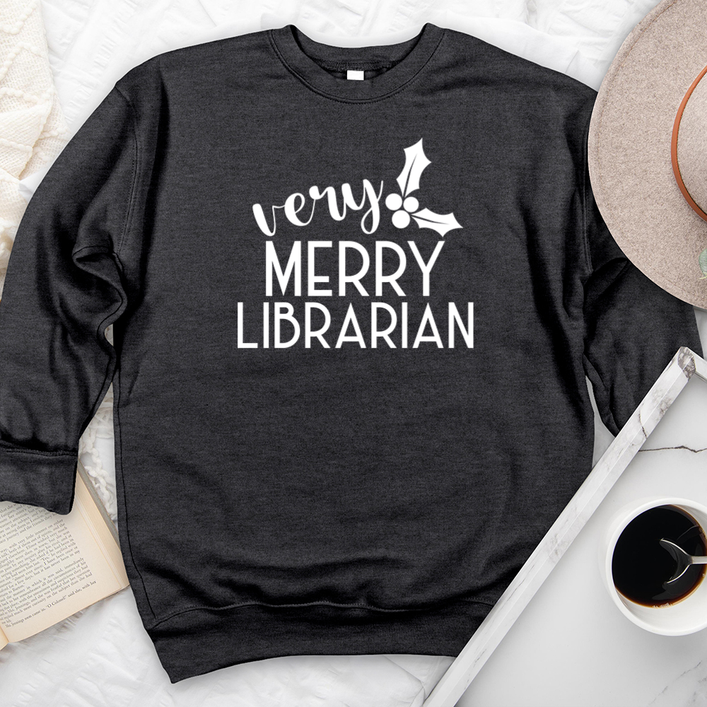 very merry librarian premium crewneck sweatshirt