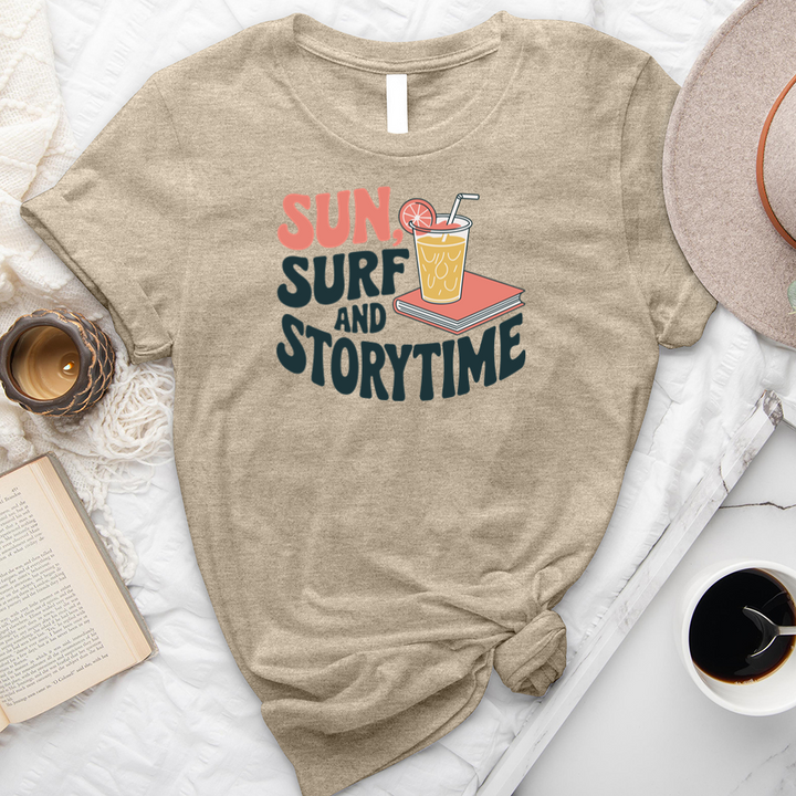 sun, surf and storytime unisex tee