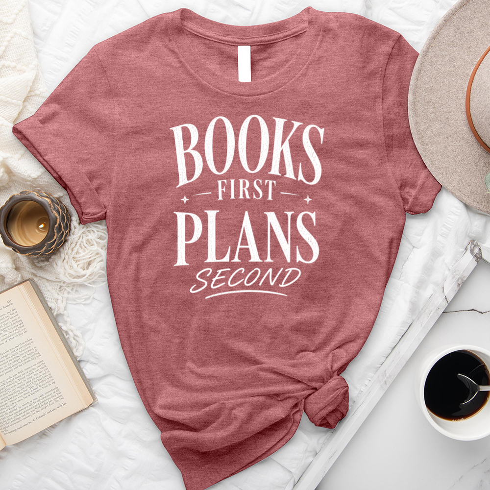 books first plans second unisex tee