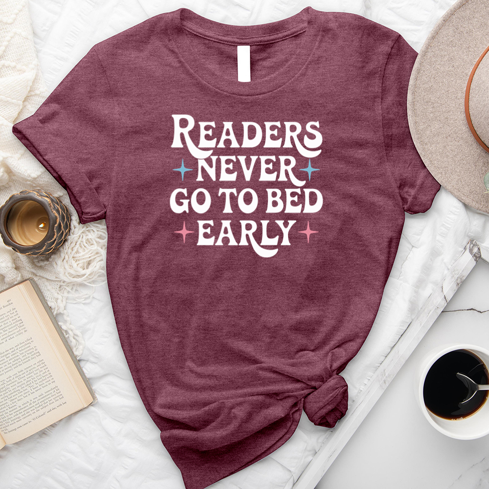 readers never go to bed early unisex tee