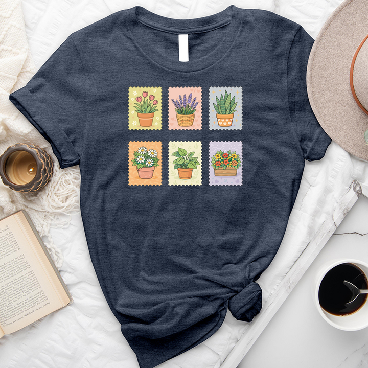 whimsical plant stamps unisex tee