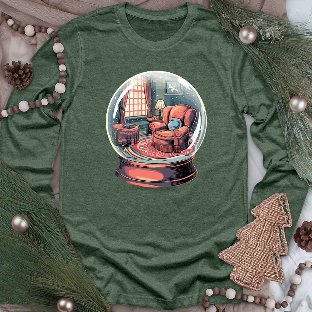 reading nook snowglobe long sleeve unisex tee