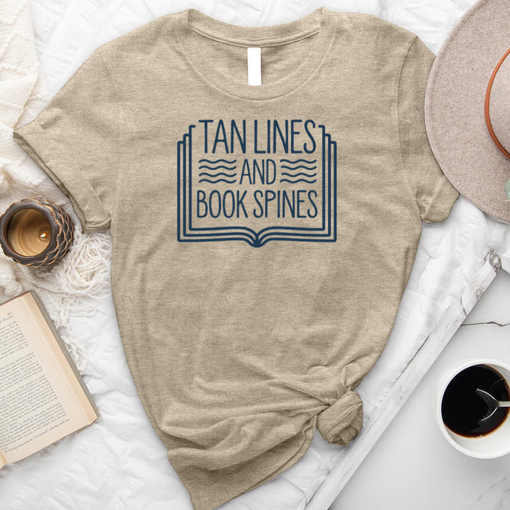 tan lines and book spines unisex tee