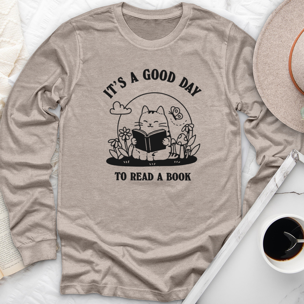 good day to read cat long sleeve unisex tee