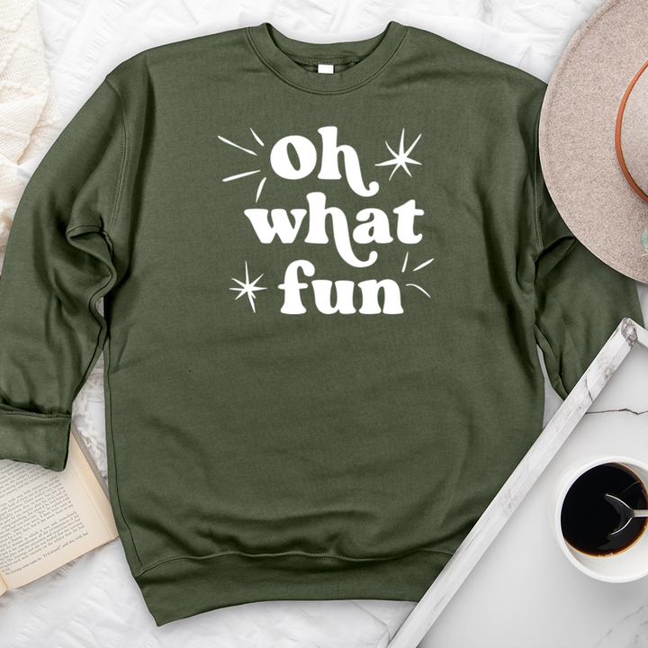 white oh what fun premium crewneck sweatshirt