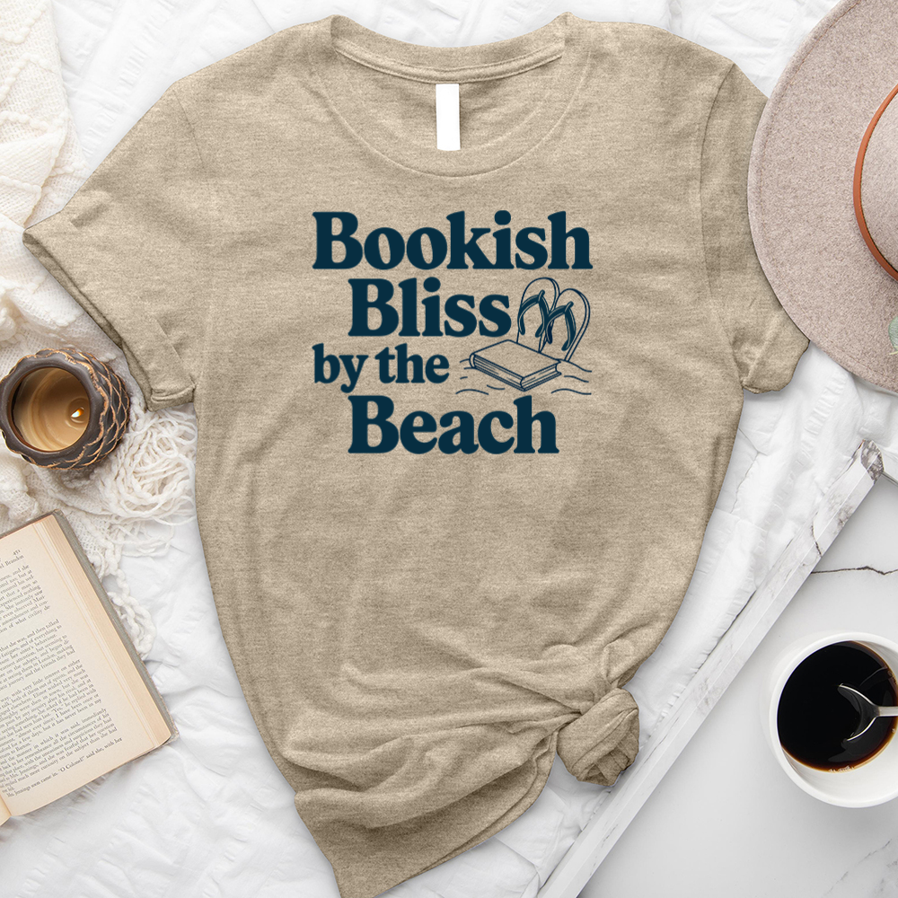 bookish bliss by the beach unisex tee