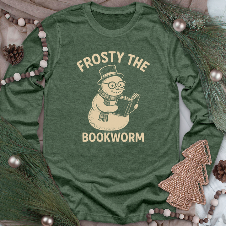 frosty the bookworm long sleeve unisex tee
