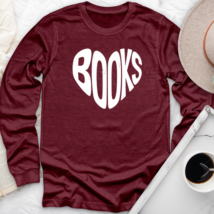 books heart shape long sleeve unisex tee