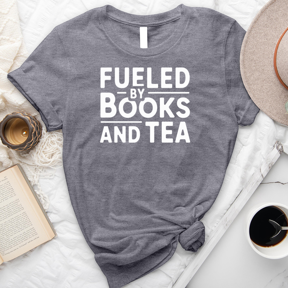 fueled by books and tea unisex tee