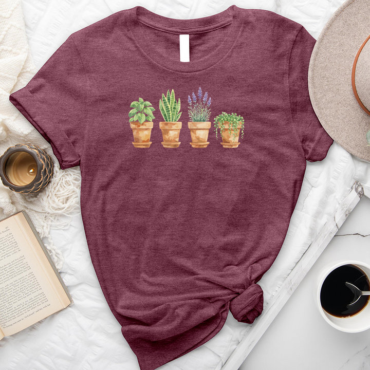watercolor potted plant pals unisex tee