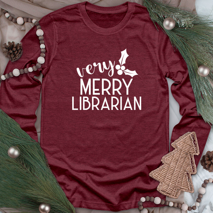 very merry librarian long sleeve unisex tee